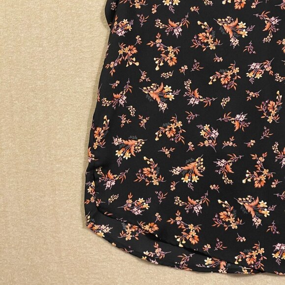 Alice Blue Blouse Women's Medium Black Leaf Print Short Sleeves - Picture 10 of 11